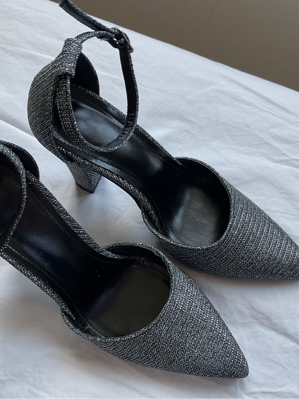 Silver Glitter Block Heel Ankle-Strap Pump - Picture 5 of 5